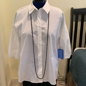 NWT Simply Vera Wang Pleated White Swing Top